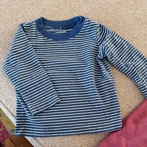Carter's Blue and White Striped Long Sleeve Tee